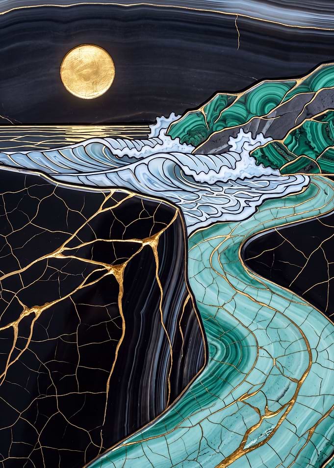 Kintsugi Surf on Black Stone