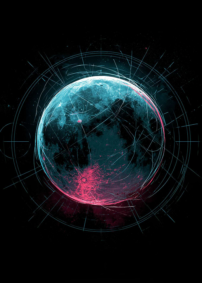 Abstract Neon Moon Blueprint