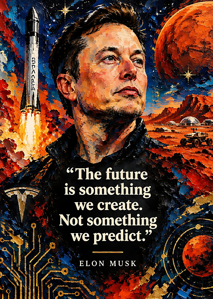 Elon Musk Mars Exploration Quote Poster