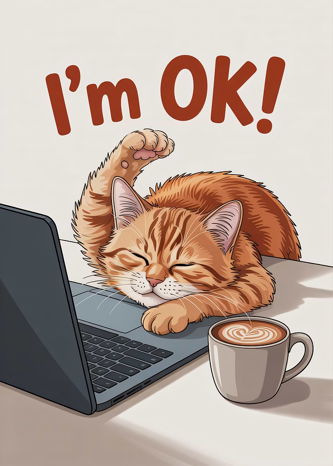 Cute Cat Working on Laptop