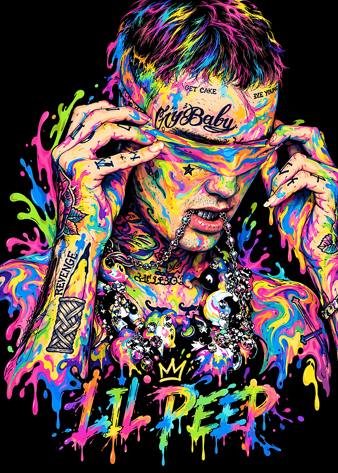Lil Peep Colorful Drip Portrait