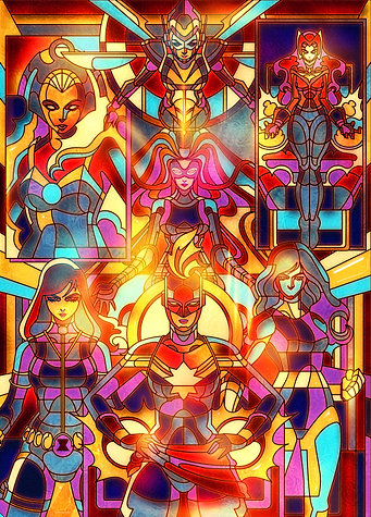 Marvel Heroines - Stained Glass Tribute