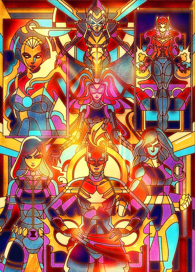 Marvel Heroines - Stained Glass Tribute