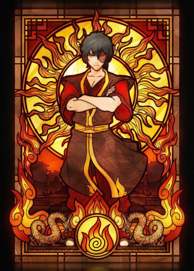 Zuko - Fire Nation Stained Glass