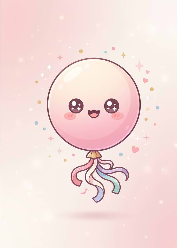 Cute Kawaii Pink Balloon Character
