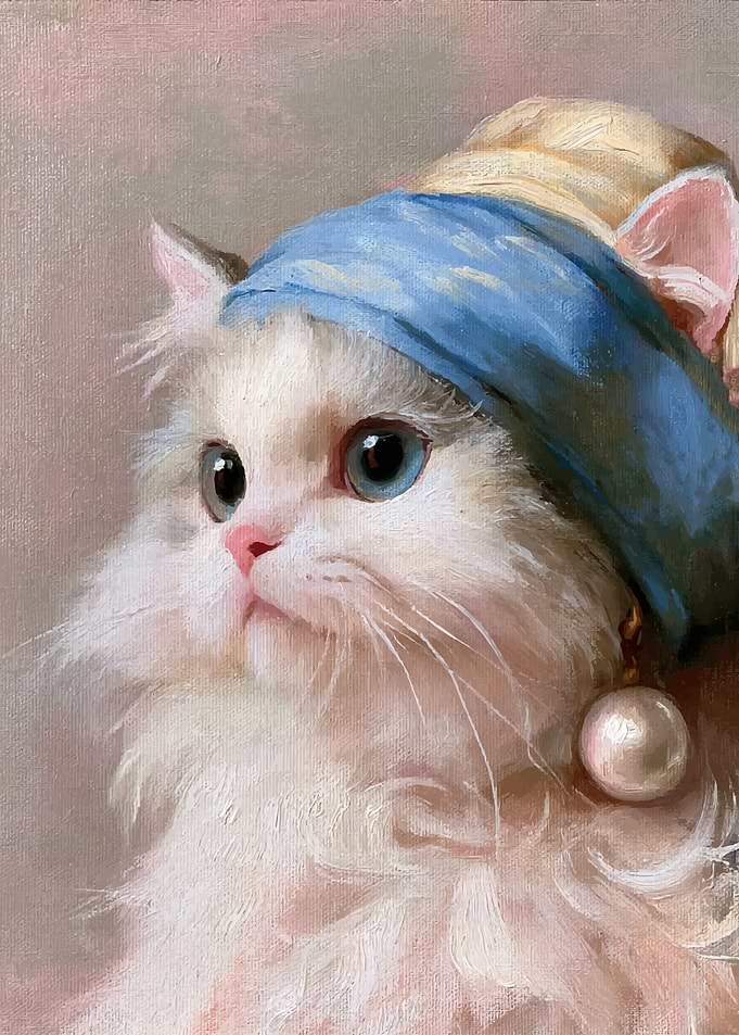 Cat with a Pearl Earring Painting