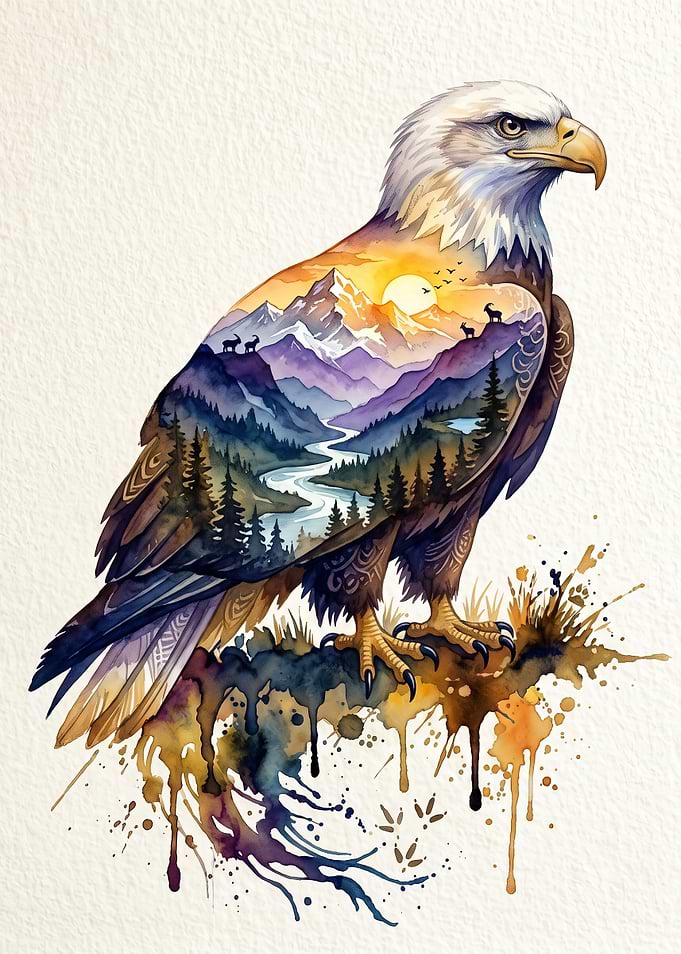 Double Exposure Bald Eagle Mountain Landscape