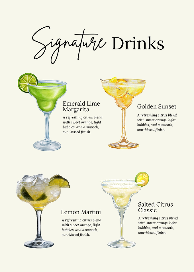 Signature Drinks Menu Illustration