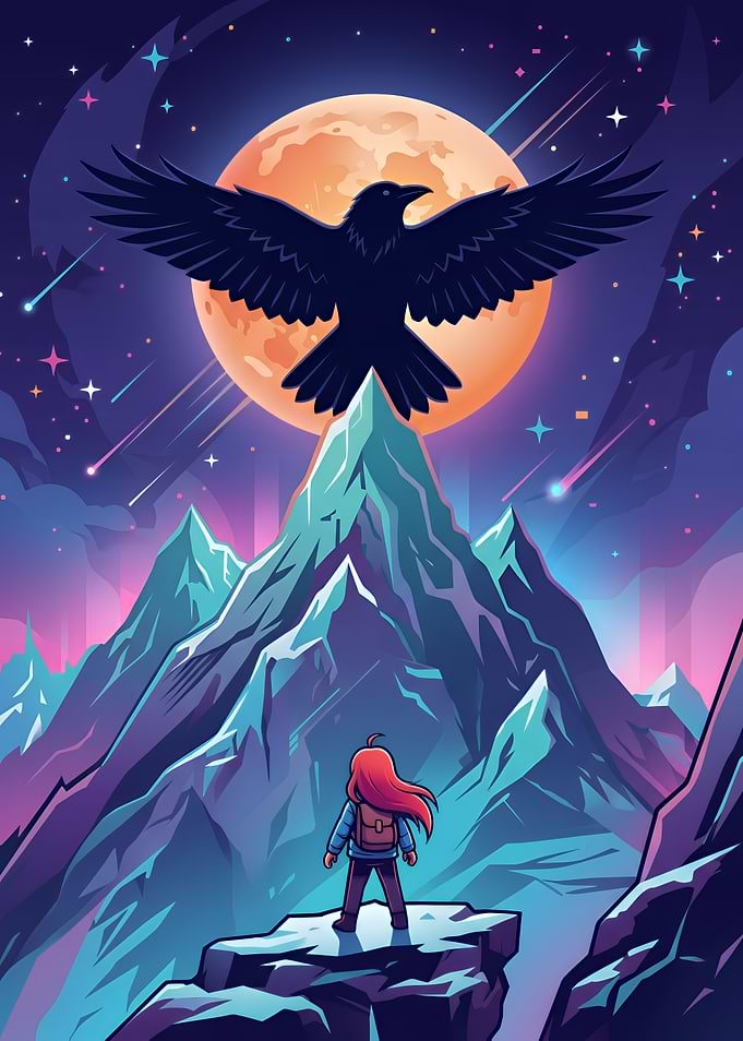 Celeste Mountain and Raven