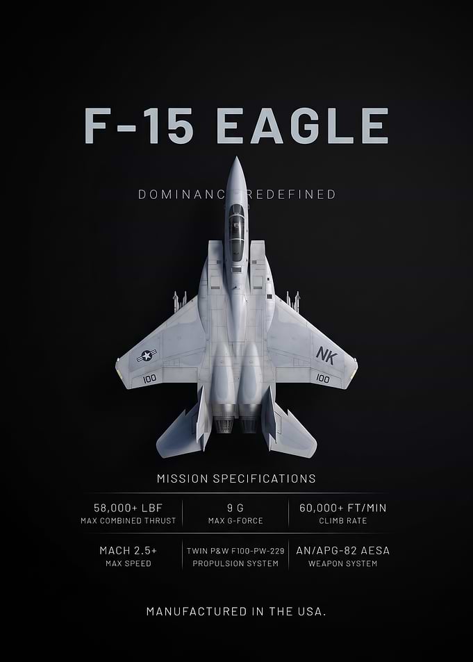 sleek jet F-15 Military Aircraft Poster