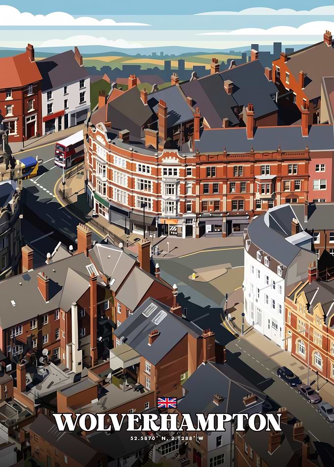Wolverhampton Cityscape Travel Poster