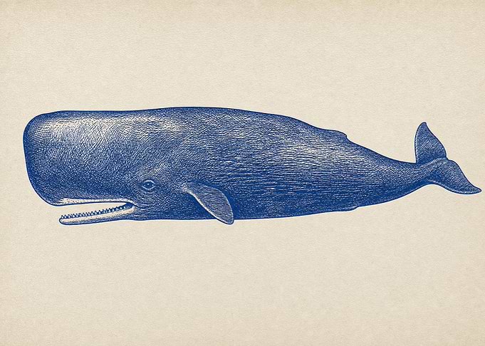 Vintage Style Sperm Whale Illustration