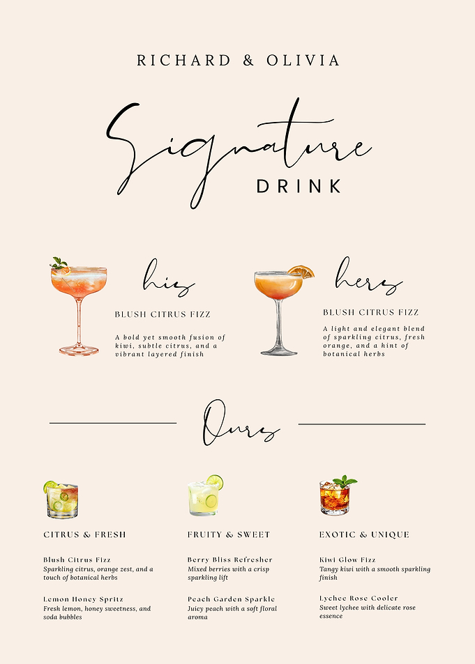 Wedding Signature Drink Menu Template