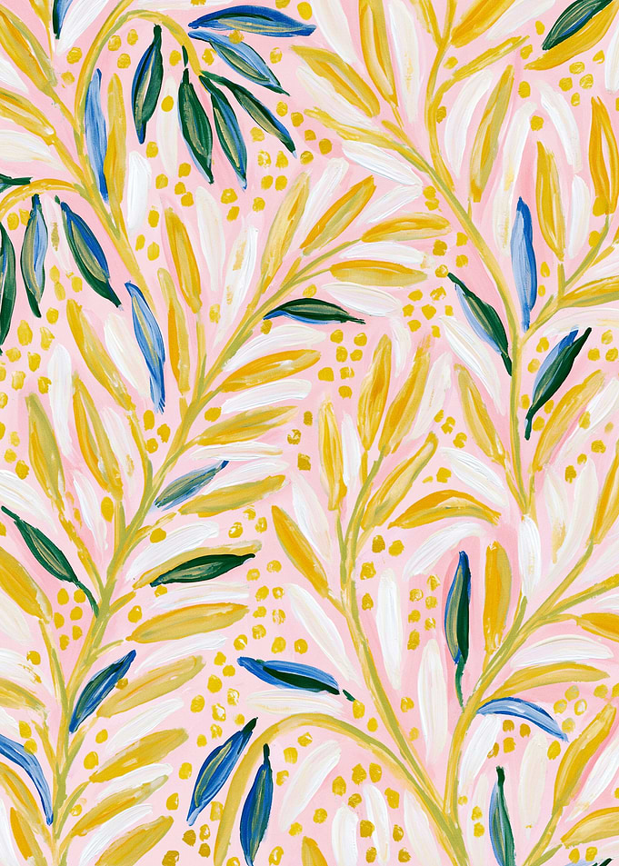 Abstract Painted Botanical Leaf Pattern