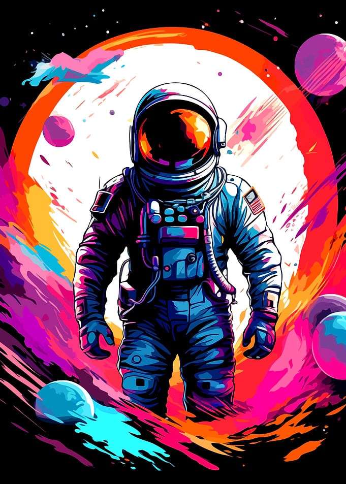 Vibrant Abstract Astronaut in Space