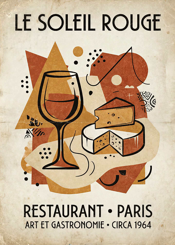 Le Soleil Rouge – Vintage French Bistro Art