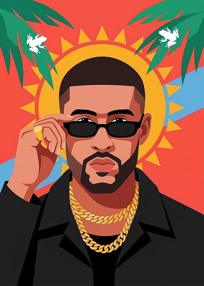 Bad Bunny Tropical Pop Art Portrait