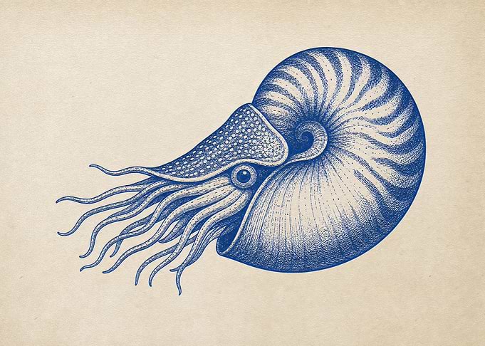 Vintage Style Nautilius Shell Illustration