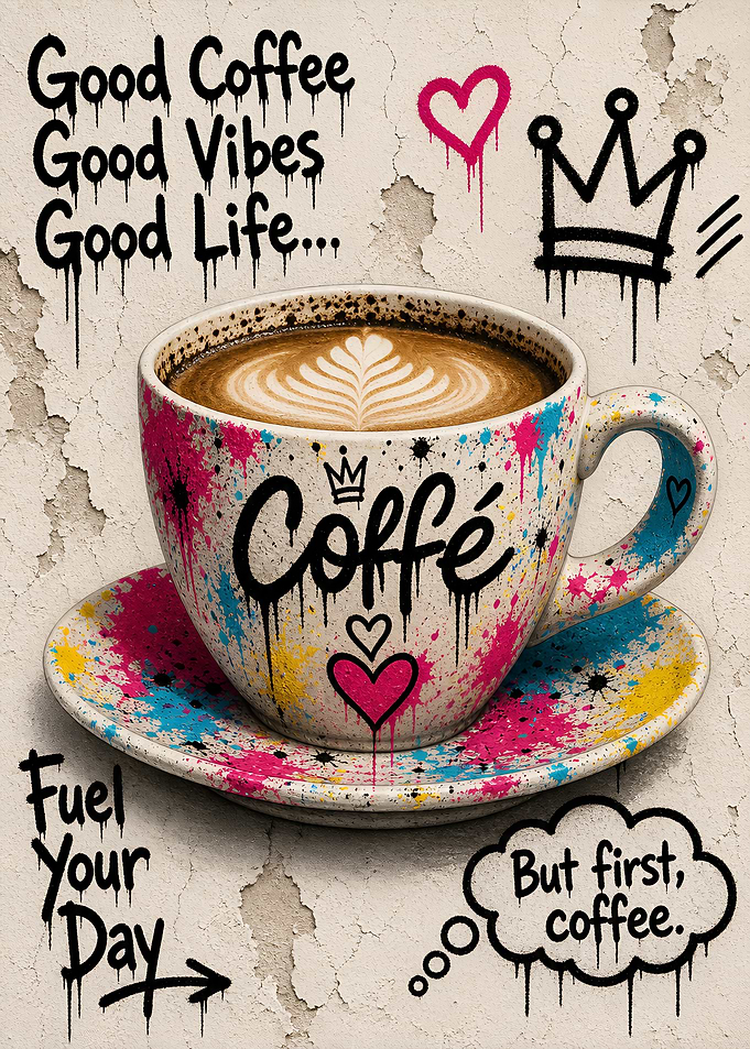Graffiti Style Coffee Art Poster