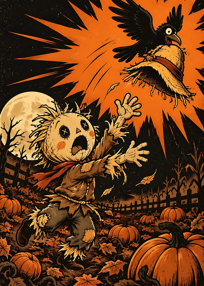 Scarecrow Chasing Crow for Hat