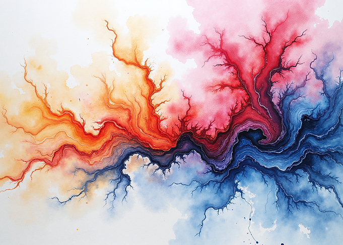 Abstract Watercolor Fractal Flow
