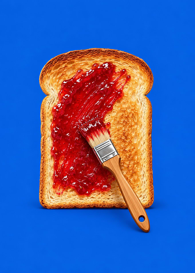 Toast with Jam and Paintbrush Surrealism