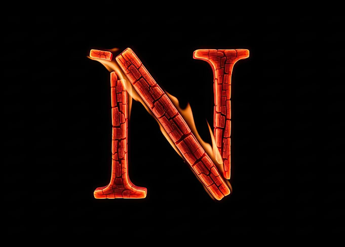Burning Letter N Typography
