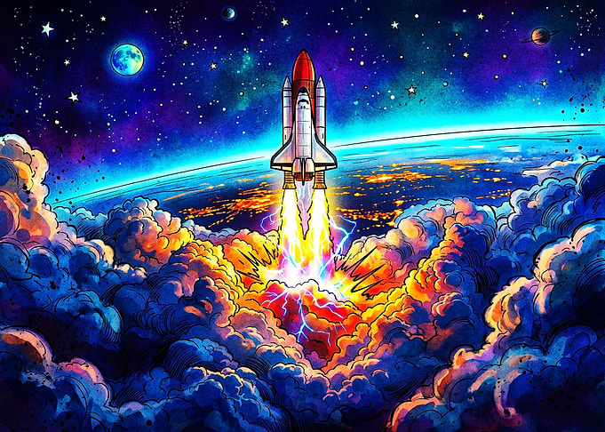 Space Shuttle Launching into Orbit