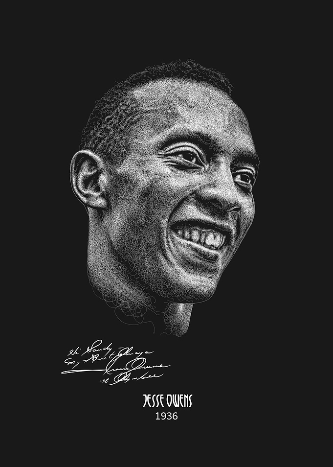 Jesse Owens 1936 Scribble art