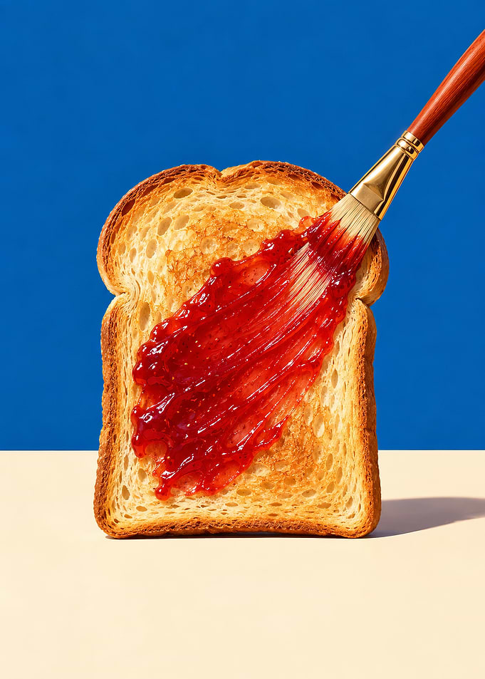 Painting Jam onto Toast