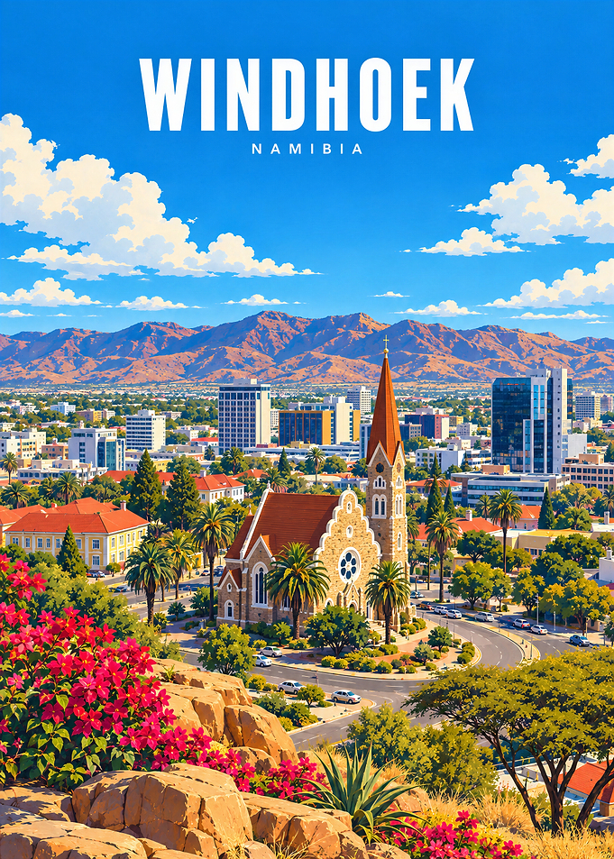 Windhoek Namibia Travel Poster