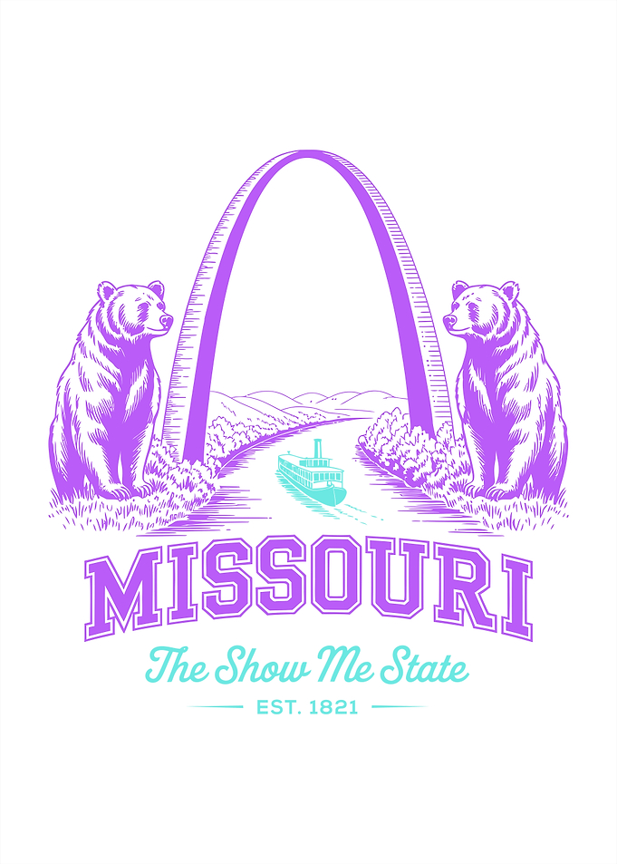 Missouri Gateway Arch Bear Illustration