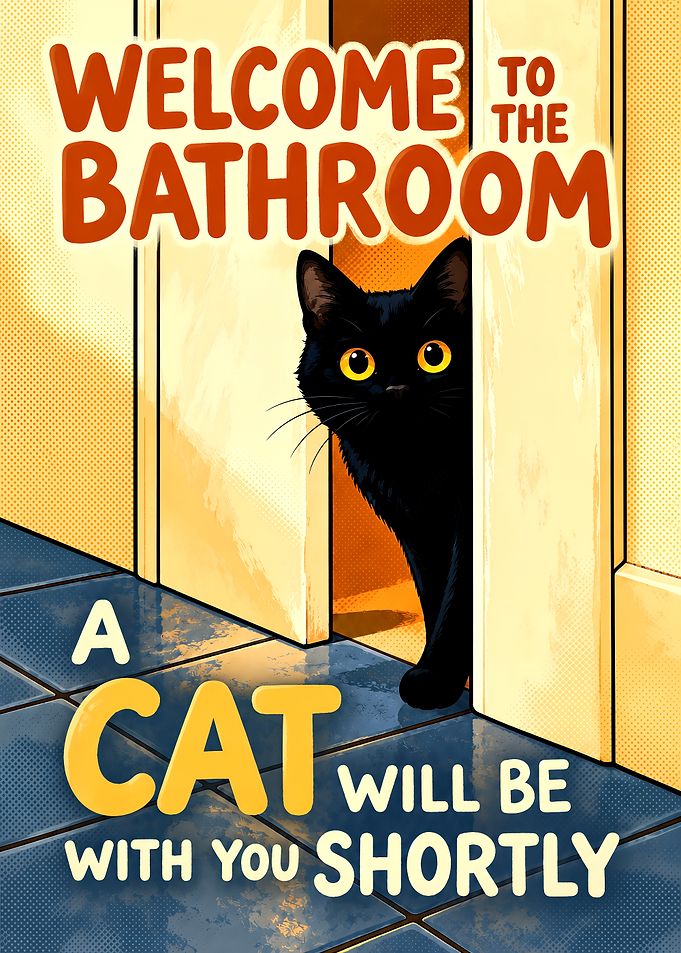 Funny Bathroom Cat Sign