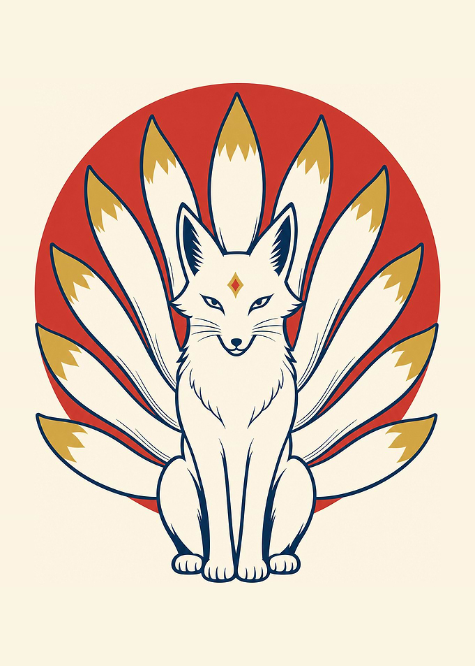 Nine-Tailed Kitsune Japanese Fox