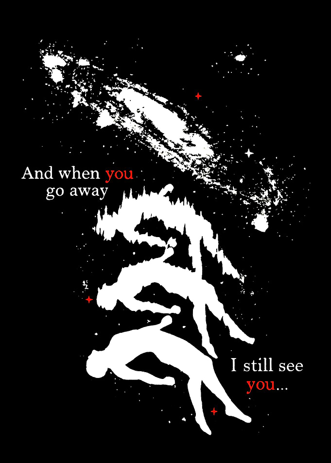 Cosmic Silhouette Floating Figures Poster