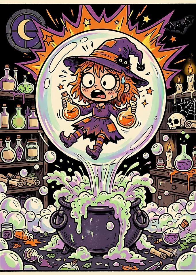 Little Witch Trapped in Magic Bubble
