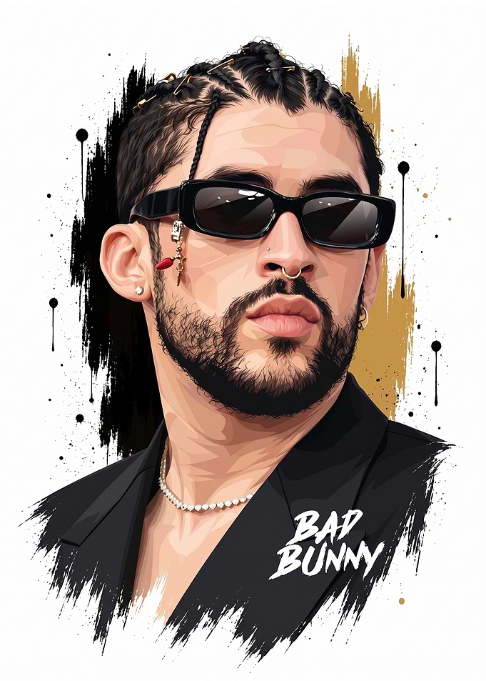 Bad Bunny Digital Portrait Illustration