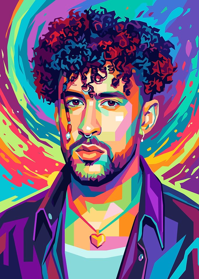 Colorful WPAP Portrait of Bad Bunny