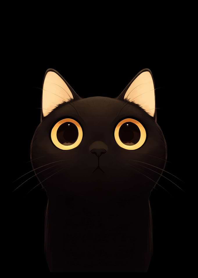 Cute Black Cat with Glowing Eyes