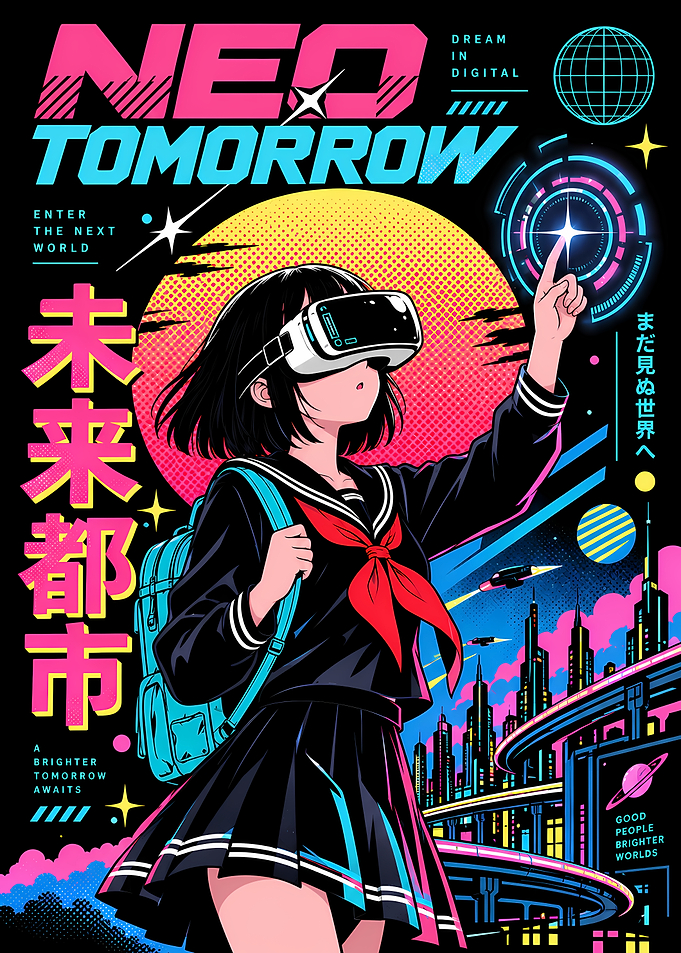 Neo Tomorrow Cyberpunk Anime Poster