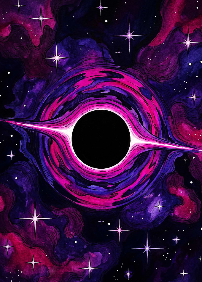 Vibrant Watercolor Black Hole Illustration