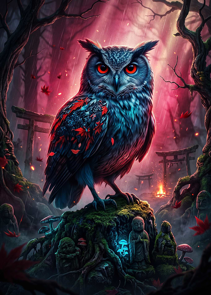 Mystical Owl in Enchanted Forest