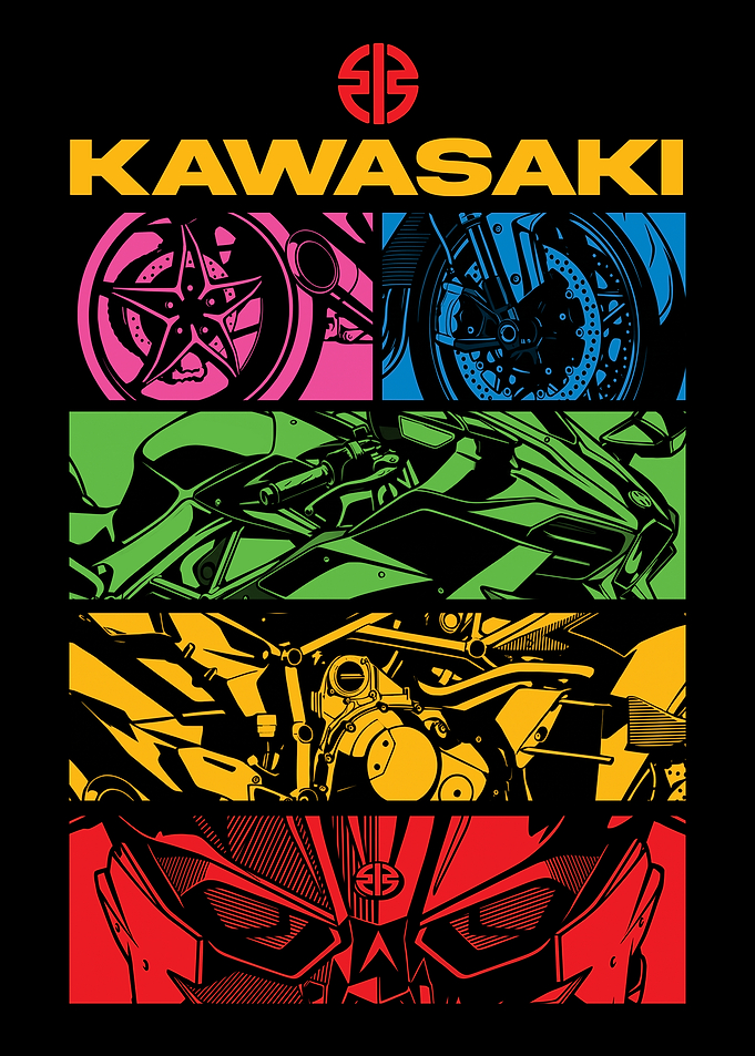 Kawasaki Motorcycle Pop Art Poster