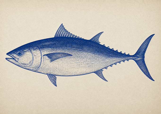 Vintage Blue Tuna Fish Illustration
