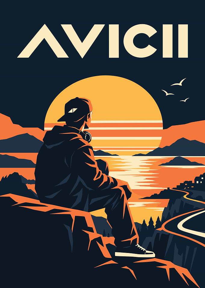 Avicii Sunset Tribute Poster