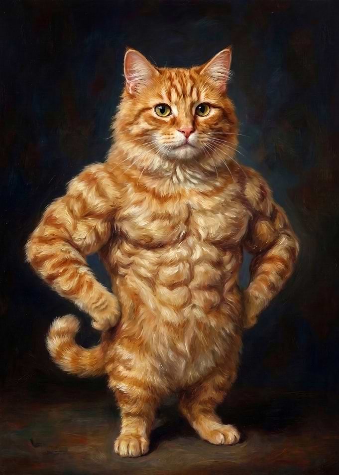 Muscular Orange Tabby Cat Portrait