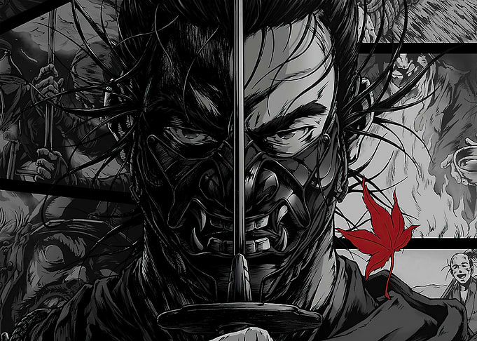 Samurai Warrior with Katana and Mask