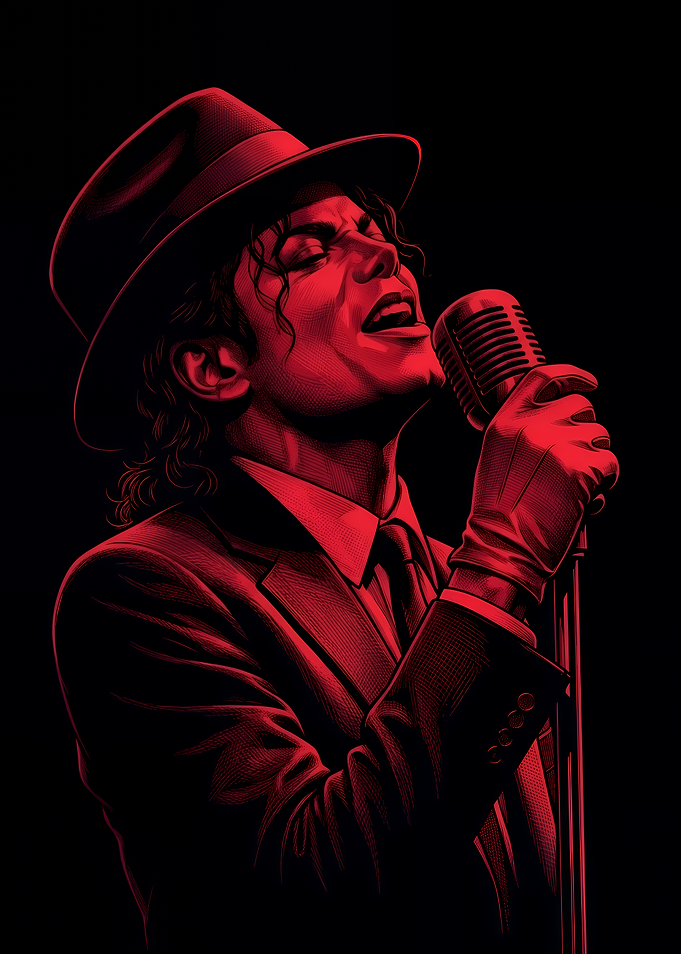 Michael Jackson Red Silhouette Portrait