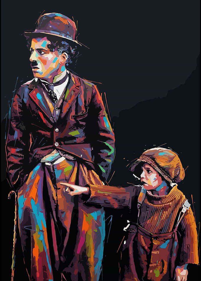Charlie Chaplin and The Kid Portrait