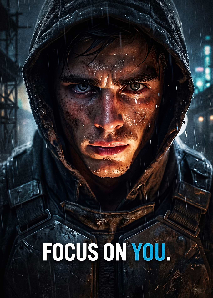 Cyber Hooded Man Gritty Poster